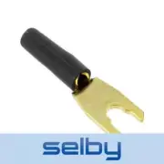 Black Spade Terminal Connector for Speaker Cable Connections