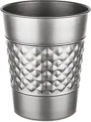 Monarch Abode Handcrafted Metal Wastebasket Trash Can for Home Office Pewter