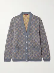 [Gucci] Gucci - Reversible Jacquard-knit Wool-blend Cardigan - Gray - XS XS Gray