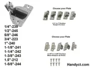 1/2" Ovelay#245 Blum Compact 33 Hinge for Face Frame Cabinets With Plate