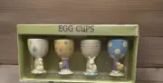 Debbie Mumm 2002 Egg Cups - Set of 4 Cottage Core Bunnies Chicks Pastel Country