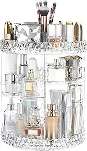360 Degree Rotating Beauty Organiser, 3 Tiers Revolving Make Up Storage With Compartment Reusable Spinning Makeup Stand Cosmetic Organiser For Dresser Bathroom Skincare (01), 24×31cm