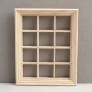 AirAds Dollhouse DIY 1:12 scale miniature window Frame 12-Panel Unfinished Wood
