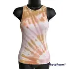 Lulus Orange and Mauve Pink Tie Dye Ribbed Racerback Fitted Tank Top Size XS