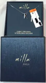 The Letter "K" Initial C.Z. & Sterling Silver Pendant Necklace by Milla Jewelry