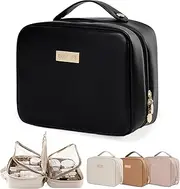 [DRVLET] Multi-Compartment Toiletry Cosmetics Bag, Large Travel Toiletry Bags for Women, Large Travel Makeup Bag Organizer with Compartments (Black)