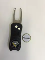 Pittsburgh Penguins Switchblade Divot Tool, BONUS Marker, NEW Blk/Gld