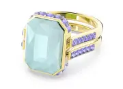 Swarovski - Chroma ring - Octagon cut, Multicolored, Gold-tone plated - Size: 52