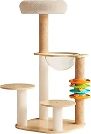 AIMALL Cat Tree Climbing Frame with Scratching Posts Capsule Bed Turntable Toys and Enclosed Top Nest 89cm Indoor Multi-Level Activity Tower for Small to Medium Cats