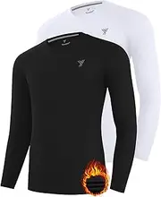 [Youper] Youth Boys & Girls Thermal Compression Shirt, Long Sleeve Fleece Baselayer Football Baseball Soccer Undershirt