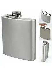Flask 6 Oz Steel Stainless Pocket Hip Liquor Whiskey Screw Cap - 10 Pack