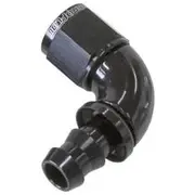 Aeroflow 510 Series Full Flow Tight Radius Push Lock 90° Hose End -12AN, AF513-12BLK