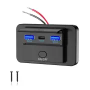 QC3.0 USB PD3.0 Type C 3 Port 66W USB C Socket Charging Socket Car Charger Mobile Phone Quick Charge Dual Waterproof wit