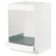 METOD / MAXIMERA base cab for hob+oven w drawer, white Enköping/white wood effect, 60x60x80 cm