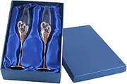 F Fityle Set of 2 Creative Heart Shape Champagne Flutes, Glasses Cups, Wedding Toasting Cups, Gift Set for Engagement, Wedding Decor Cups, Household Gifts - Rose Gold