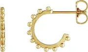 [JewelryWeb] 14k Yellow Gold Friction Back Polished Beaded Geometric Hoop Earring-Hoop-Earring for Women