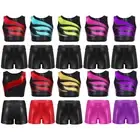 Kid Girls Shiny Dance Suit Crop Tops with Shorts Gymnastics Hip Hop Show AU