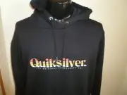 Quicksilver Mens Black Hooded Sweatshirt Hoodie Pullover Size Medium M New Tags