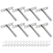 8Pcs 4 Inch Wall Mounting Floating Shelf Bracket Blind Shelf Support, Silver