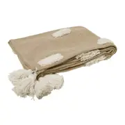 J.Elliot Quinn Textured 130x160cm Cotton Throw Sofa Blanket Sandstone & Ivory