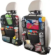 Backseat Car Organizer, Durable Oxford Fabric Car Storage Organizer, Car Seat Organizer with Clear Tablet Holder & 9 Storage Pockets, Back Seat Car Organizer for Travel Accessories