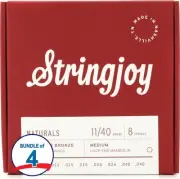 Stringjoy Naturals Phosphor Bronze Mandolin Strings (4 Pack) - .011 - .040