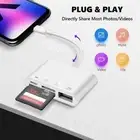 4in1 USB/Micro SD/TF Card Reader for Samsung iPhone iPad Adapter w Charging Port