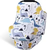 Rquite All-in-1 Car Seat Cover Baby, Carseat Covers for Girl Boy, Stretchy Soft Infant Car Seat Cover, Multi-use Baby Carrier Cover, Car Seat Canopy, Stroller Sun Shade, Nursing Breastfeeding Cover