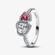*BRAND NEW* Pandora Timeless 925 Silver CZ & Crystal Halo Hearts Ring 193662C01