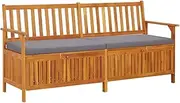 Storage Bench with Cushion 170 cm Solid Wood Acacia Outdoor Furniture Seating