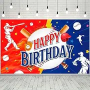 Baseball Party Decorations, Baseball Background Party Background Themed Happy Birthday Backdrop, Photo Background for Birthday Decorations (71'' x 43'')