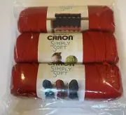 NEW 3 Skeins Caron Simply Soft Acrylic Yarn Harvest Red 09763 - 6 oz. 315 Yards