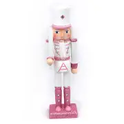 12" Pink Nutcracker Figure with White Sword – Hand painted wood Decoration
