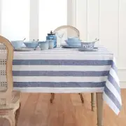 Solino Home 100% Pure Linen Tablecloth for Summer - Cabana Stripe, Made in USA