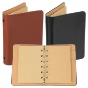 Binder Cover 2pcs A7 Kraft Leather Notebook with 50 Sheet Paper, Black / Brown