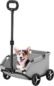 Foldable Dog Stroller - Lightweight Mesh Four Wheels Cat Dog Stroller | Portable Cup Holder, Stroller for Small Dogs and Cats, Travel Outdoor, Black