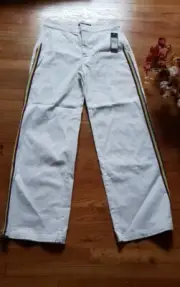 Rachel Roy Womens Kelly Rainbow Hjgh Rise Sz 31 Bootcut Flare White Pants NwT