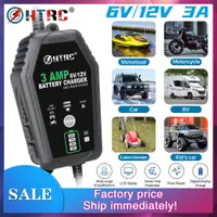 在飛比找蝦皮購物優惠-Htrc 汽車電池充電器 6V 12V 3A 脈衝修復智能全