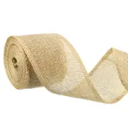 Burlap Wired Ribbons, 2.4inch x 5yards Natural Burlap Weave Ribbon, Linen Color