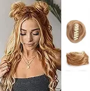 2PCS Cat Ears Hair Donut Chignon Claw Clip in Messy Hair Bun Mini Claw Clip in Bun Extensions Wig Accessory Ponytail Hairpieces for Women and Girls (Pale Gold, One size)