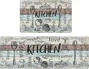 hebe Anti Fatigue Kitchen Rugs Set of 2 Non Slip Cushioned Kitchen Mats for Floor PVC Waterproof Kitchen Rugs and Mats Set Kitchen Carpet Rug Runner for Sink Laundry Standing,17/''x48/''+17/''x28/''