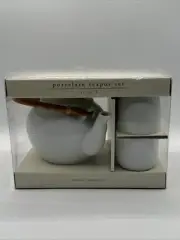 Pier 1 Imports White China Japanese Tea Set 1 Teapot and 4 Teacups New In Box