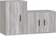 2 Piece TV Cabinet Set Grey - Sonoma Engineered Wood TV Stand, Sturdy & Modern Entertainment Unit for Living Room, Space-Saving Storage Solution