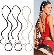 Starfa Lab Sports Hair Ties 16"3Pcs Non Damage No slip Thick Fine Hair,Elastic Spiral Ponytail Hair Bands for Women Girls,Gym Yoga Running Swimming Hair Ties for Beach Sports,3 Colors