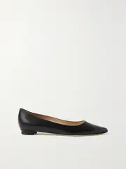 [Manolo Blahnik] Manolo Blahnik - Titto Leather Point-toe Flats - Black - IT35 IT 35 Black