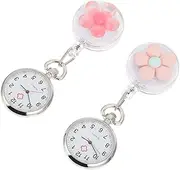 [Holibanna] 2pcs Student Exam Pocket Watch Doctor Pocket Watch Fob Sport Watches Ladies Silver Watches Pocket Watch with Chain Nurses Pocket Watch Second Watch Cleaner Women Fanny Zinc Alloy