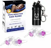 Sleeping Ear Plugs, 2 Pair Earplugs Sound Blocking, Noise Reduction Reusable Sof