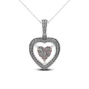 0.25 CT. T.W. Natural Diamond Double Heart Pendant in 10K Two-Tone Gold