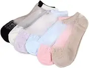 [COMVIP] Women Transparent Lace Elastic Ultrathin Ankle Socks 6pairs Random Color