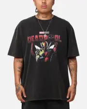 [GOAT CREW] Goat Crew Marvel Deadpool Poster Heavy T-shirt Vintage Black - Size L L Vintage Black
